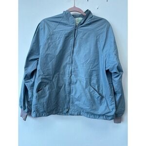 Vintage John Abbott Jacket Medium Gray Full Zip Windbreaker Made USA 70s Crop
